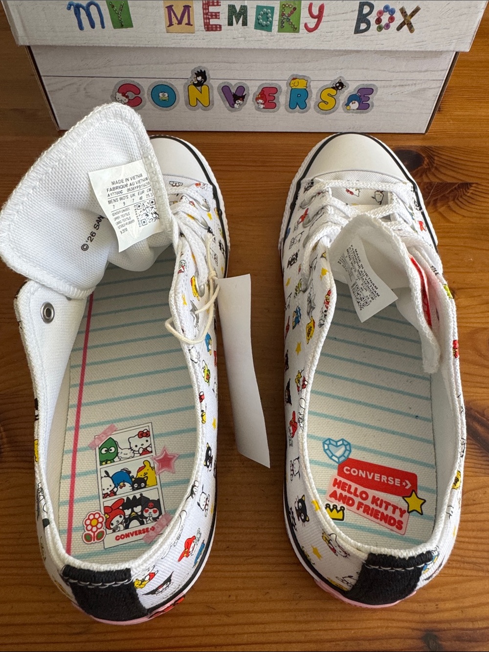 Converse White Low Top Sneakers with Multicolor Hello Kitty and Friends Print - Picture 11 of 13